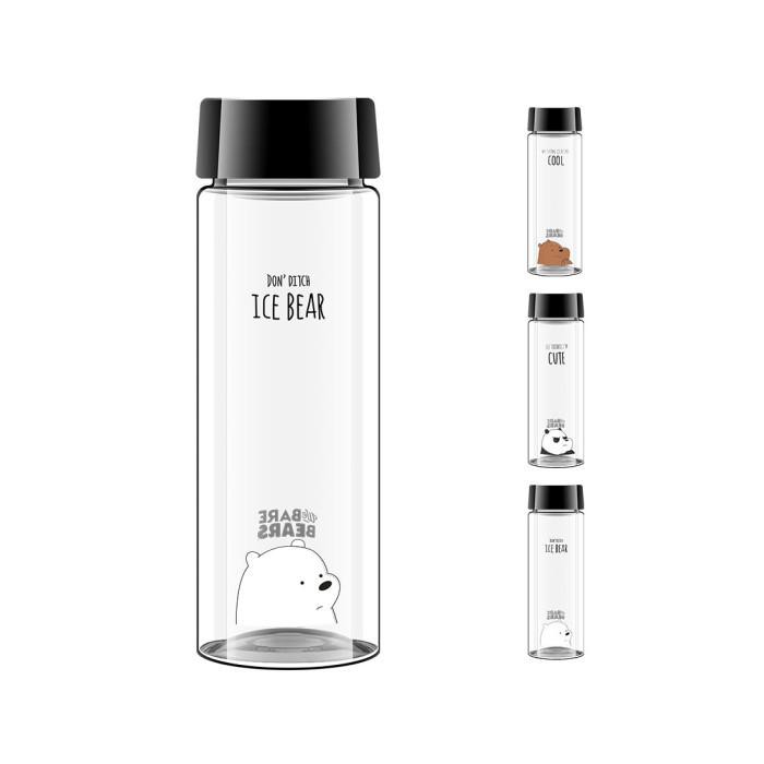MINISO BOTOL MINUM PLASTIK SIMPLE PLASTIC BOTTLE WE BARE BEARS 400ML - ICE BEAR