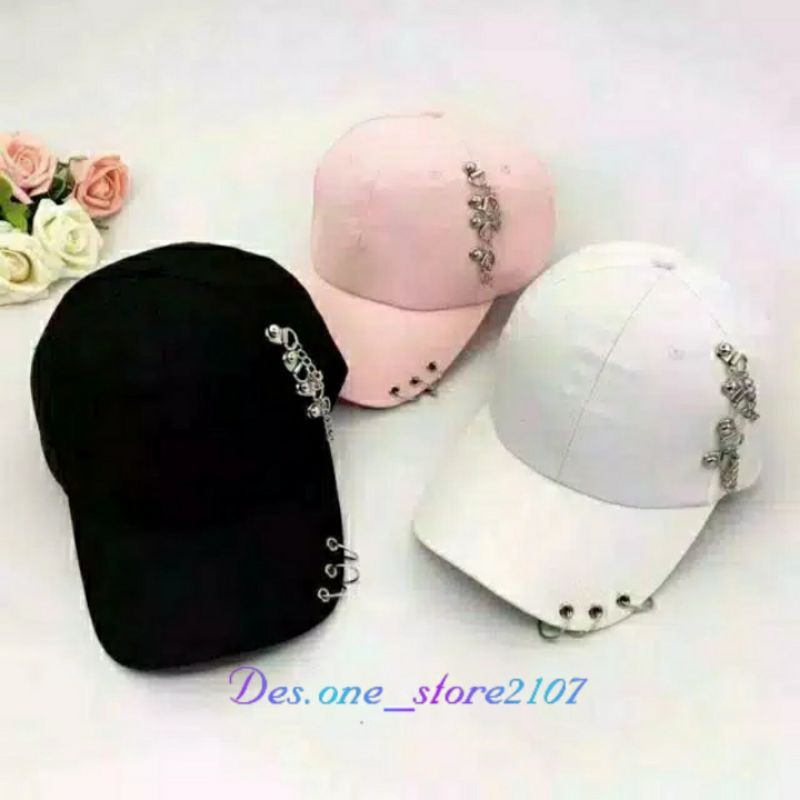 Topi anting cincin rante / topi baseball kpop / topi baseball  / topi cewe