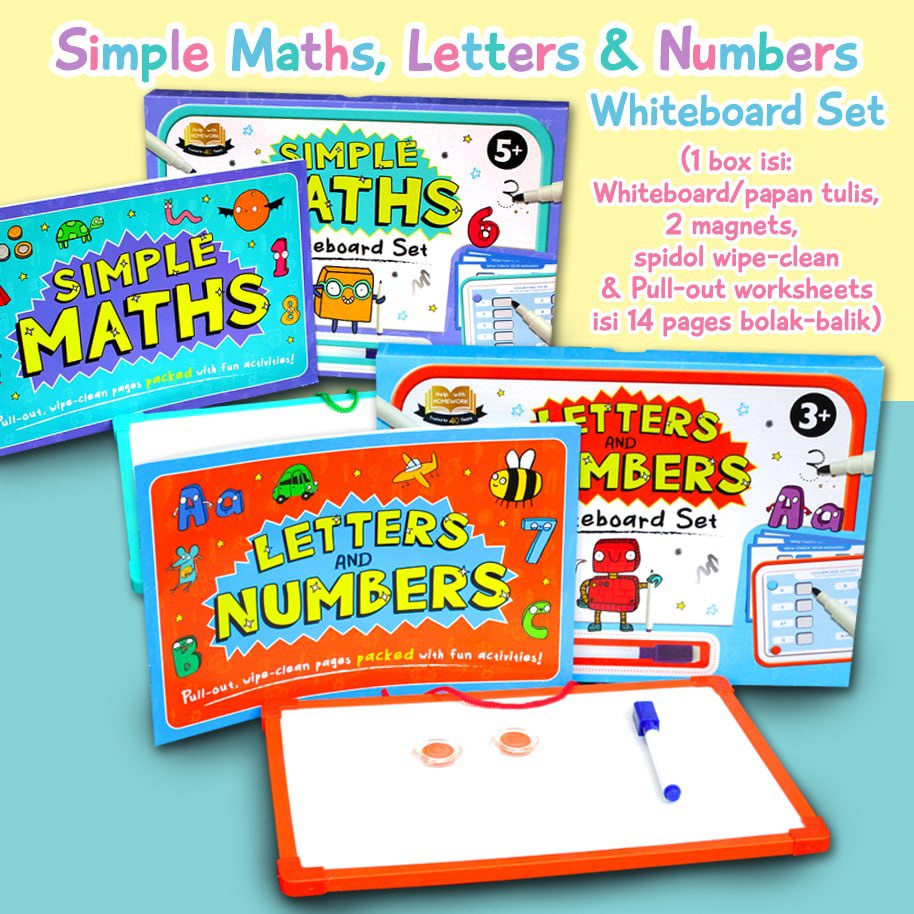 Jual [Autumn] Help With Homework Letters and Numbers / Simple Maths Whiteboard Set (Includes