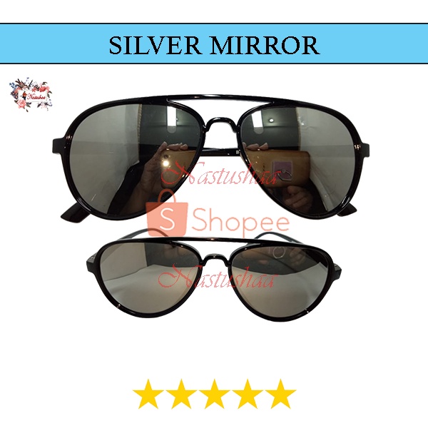 Kacamata Fashion Bingkai Hitam Plastik Lensa Mirror Berwarna Perlindungan Kaca Mata Luar Ruangan Pria dan Wanita Sunglasses NOCASE