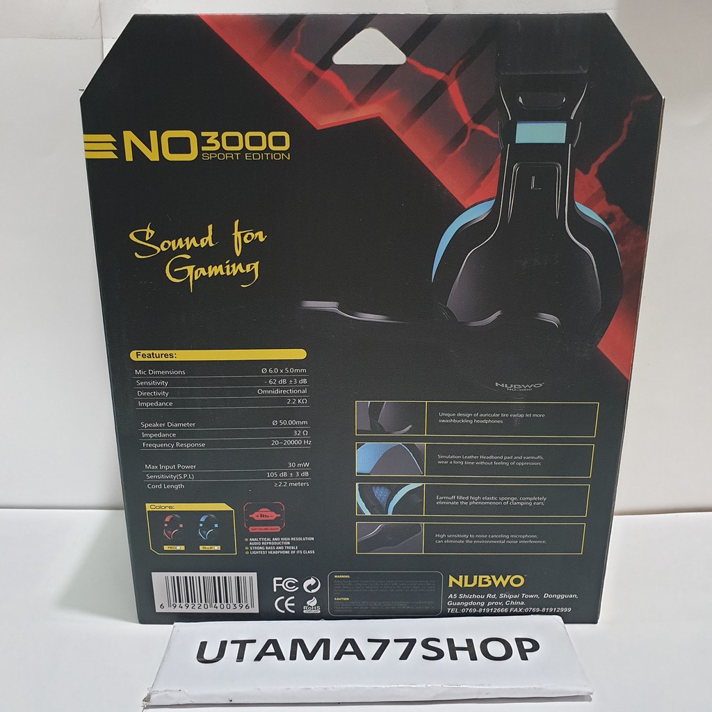 Headset Gaming NUBWO NO.3000 Headphone Gaming Headphone With Mic