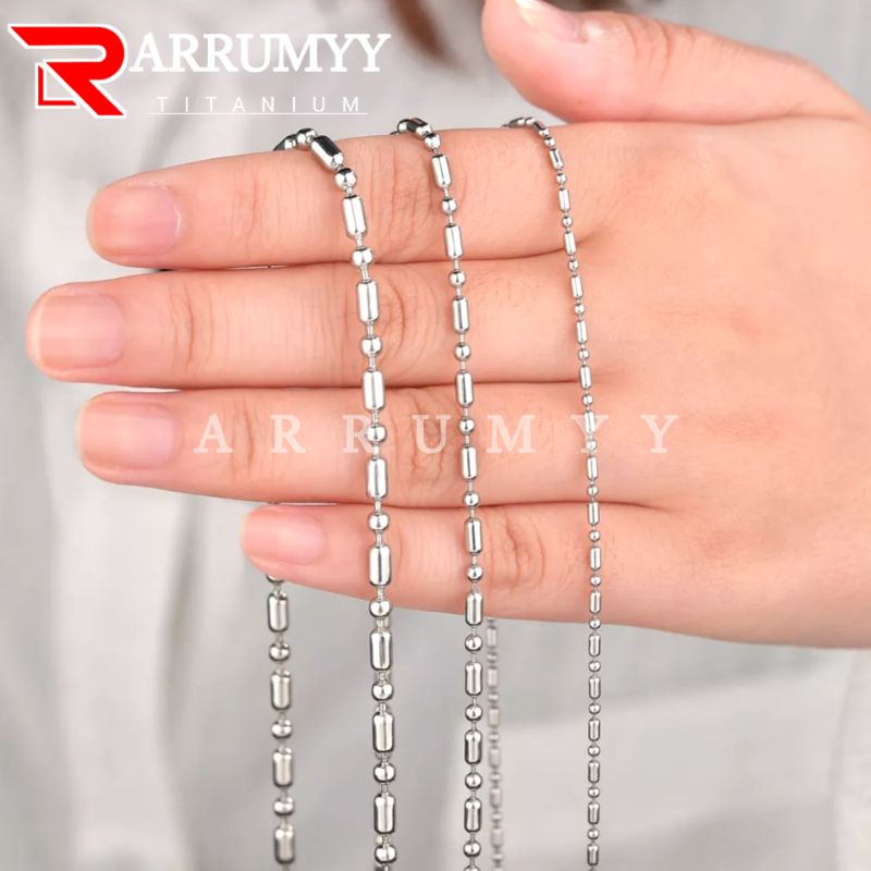 ARRUMYY rantai kalung pria wanita titanium silver original anti karat