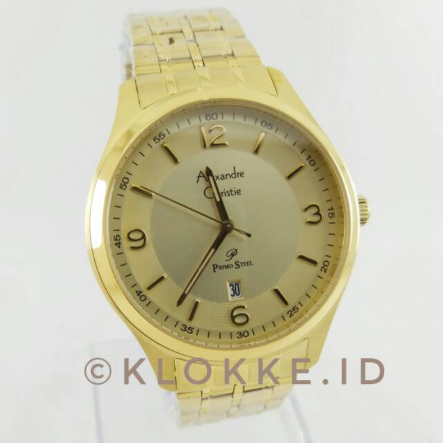 Jam Tangan Alexandre Christie Ac 1010 Pria Rantai Gold