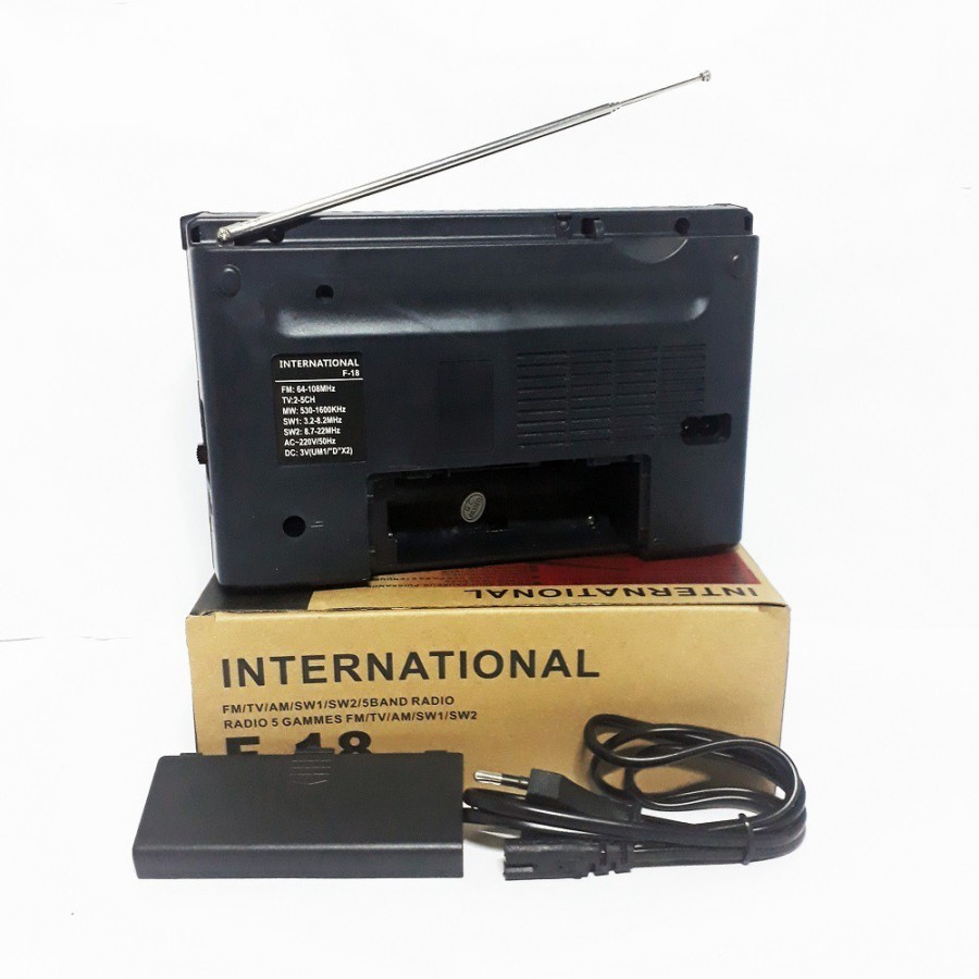 COD RADIO PORTABLE INTERNASIONAL MITSUYAMA F-18 FM/TV/AM/SW1/SW/RADIO 5 BAND MS-F-18