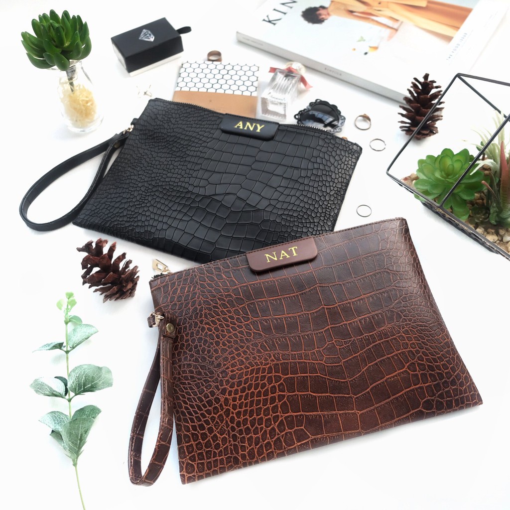 Nonataliashop - Snakeskin Initial Clutch (Free Inisial 2 Huruf)