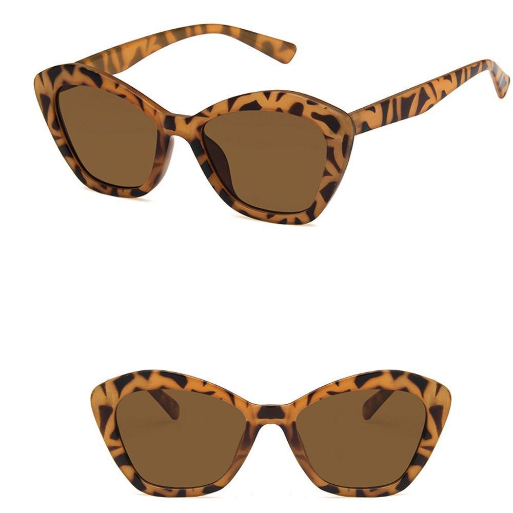 Mxbeauty Kacamata Hitam Mata Kucing Retro Travel Motif Leopard UV400 Wanita Polygon Eyewear