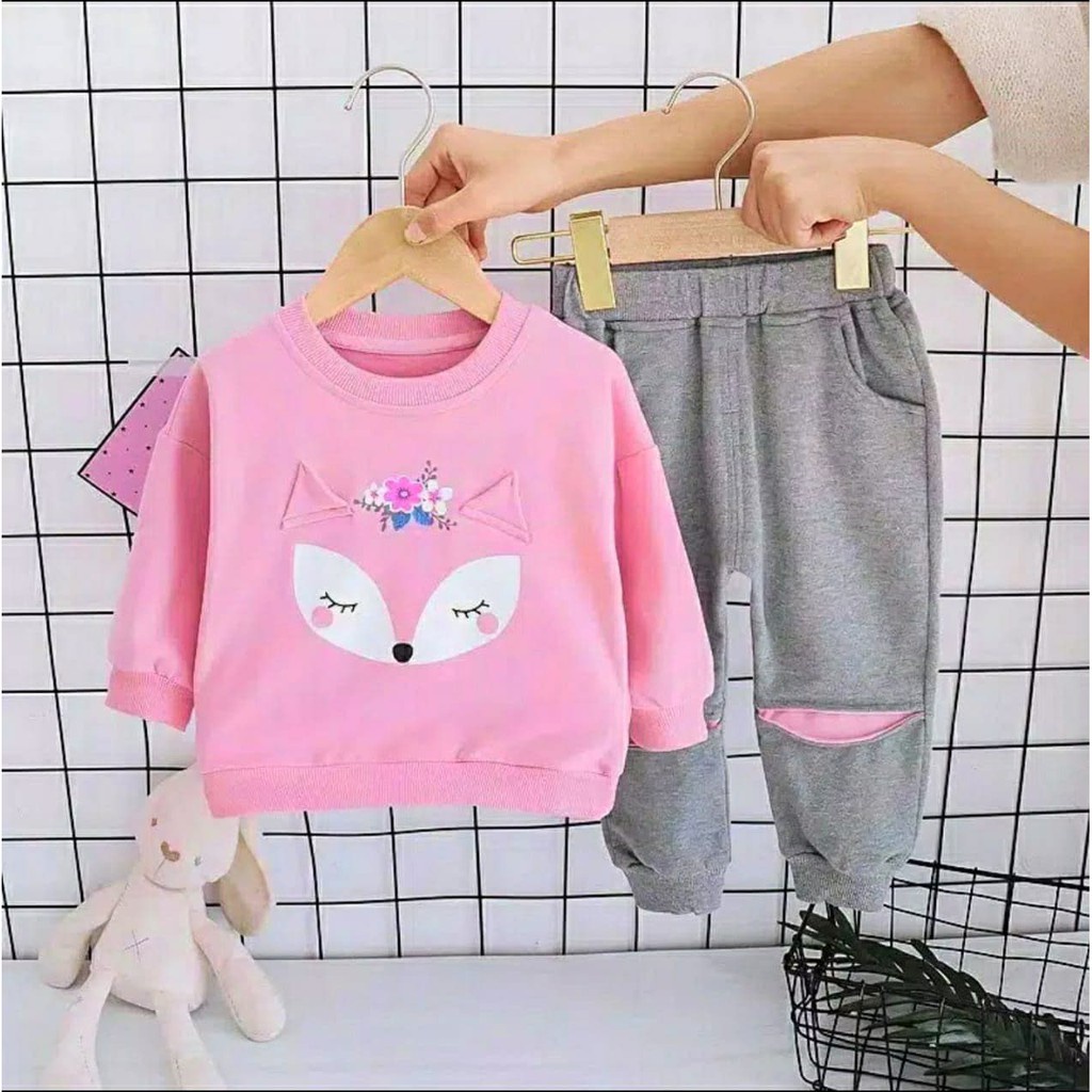 Setelan Rose Flow 1 - 6 Thn Set Sweater Anak Lucu