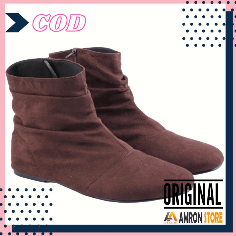 Sepatu Boots Kasual Wanita Korea Coklat