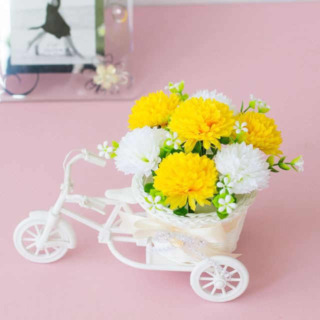 Sepeda Bunga dekorasi Bunga plastik-PS-SA Kuning