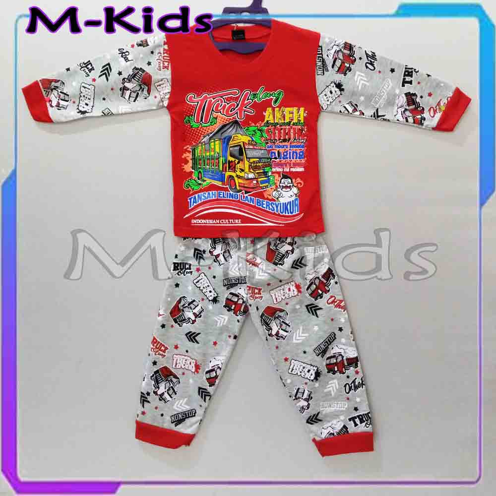 MKids88 - Baju Setelan Panjang KAOS Anak Gambar Truk Oleng / Truck Oleng