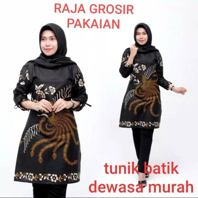 BAJU ATASAN TUNIK BATIK DEWASA BAHAN KATUN STRETCH JUMBO