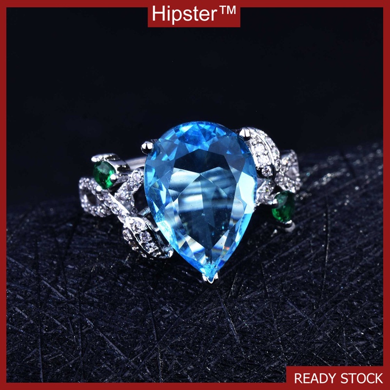 Fashion S925 Silver Inlaid Sapphire Open Ring