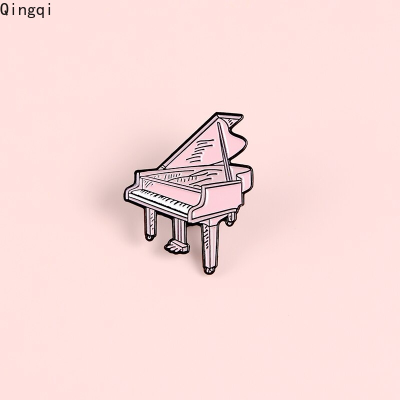 Bros Pin Enamel Bentuk Piano Warna Pink Untuk Aksesoris Pakaian Anak