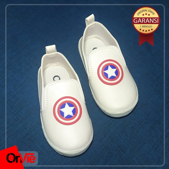 Sepatu Slip On Anak Laki-laki Motif Captain Amerika | Sepatu Kids Onvie