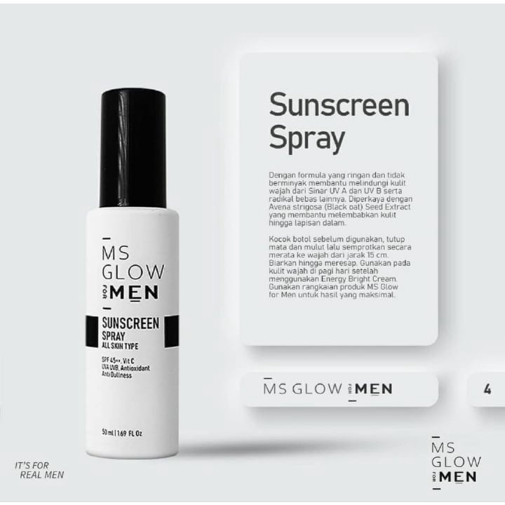 Ms Glow Sunscreen Spray Ms Glow For Men Sunscreen Pria Cowok Original 100% SPF 30 PA ++++