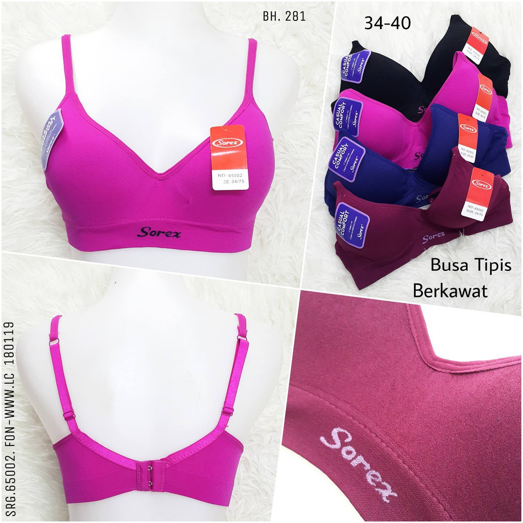 Bh Bra Sorex 65002 {Cup Sedang} Casual Comfort | Bra Busa Pakai Kawat | Basic |