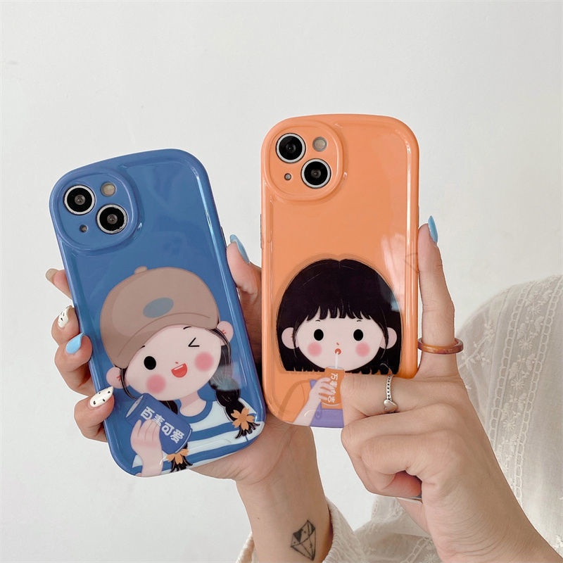 Case Lensa Bulat Motif Kartun Perempuan Untuk iphone 12 13 11 Pro Max X Xs Max Xr Fih8