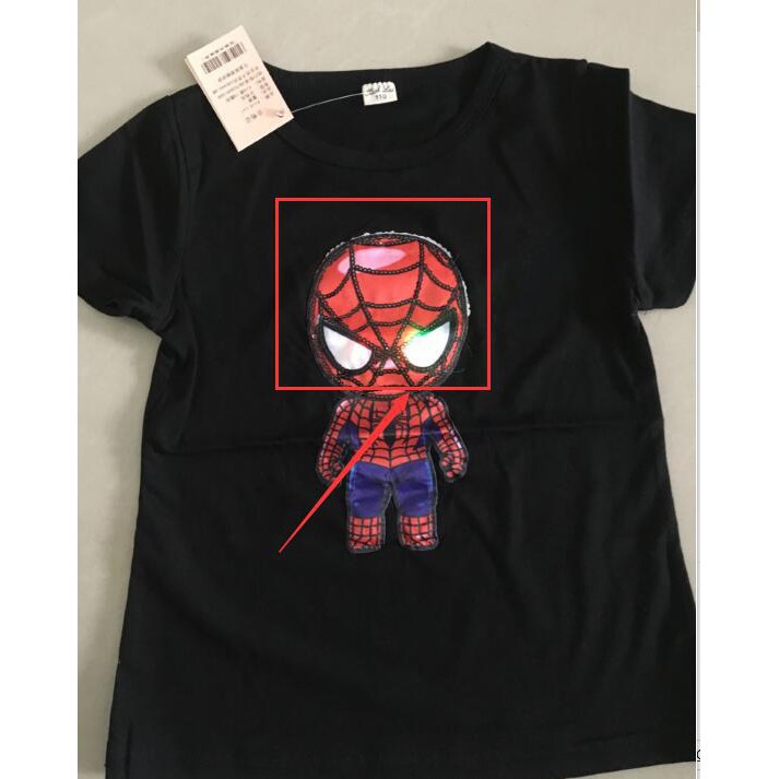 【Hot Sale】Blus Katun Anak-anak Kemeja Top Tshirt Musim Panas Anak Laki-laki Anak Perempuan Pakaian 1-8Years Boy T-Shirt LED Flash Superhero Short-sleeved