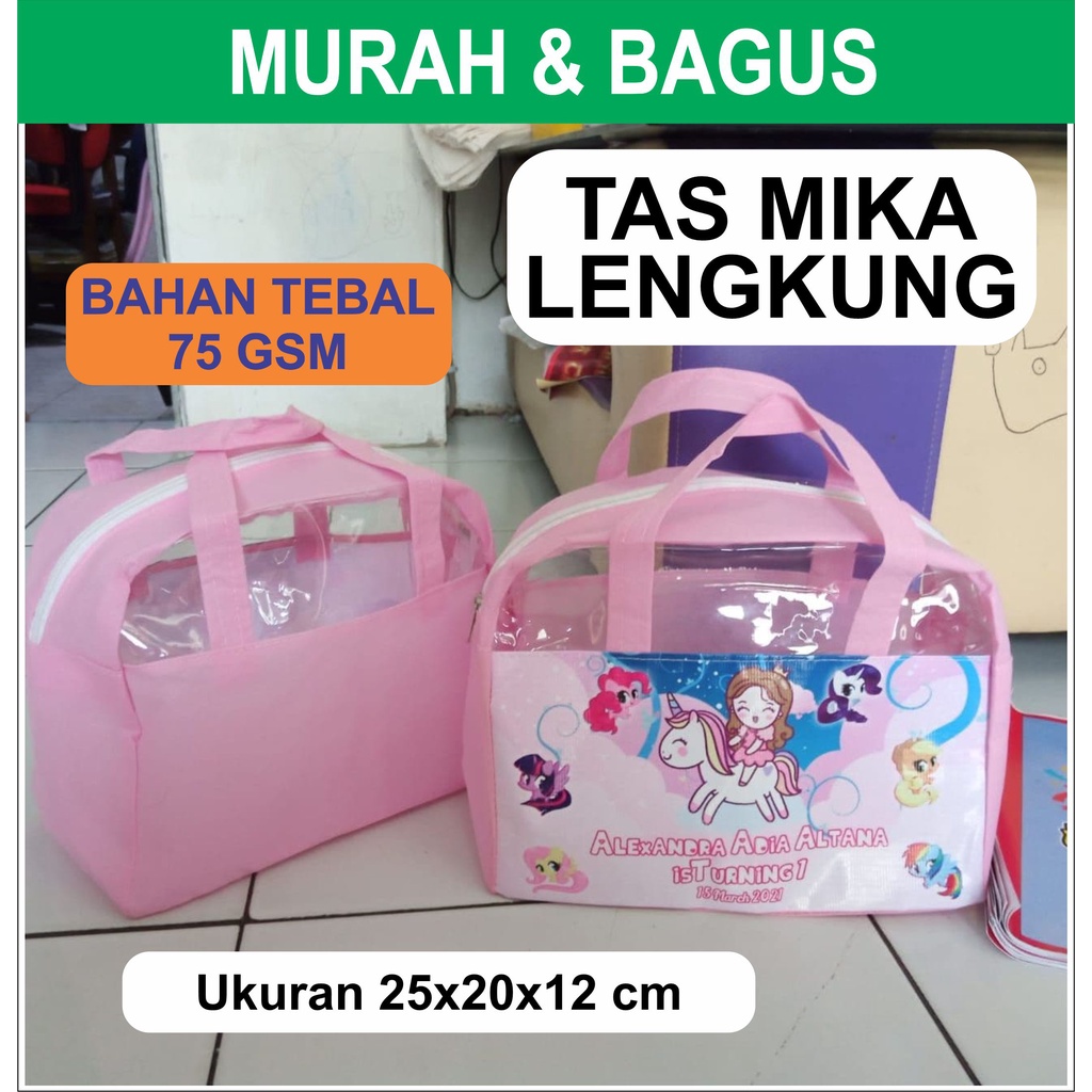 

Tas ultah karakter mika busur / souvenir ultah mika busur / goodie bag mika model busur UNIK