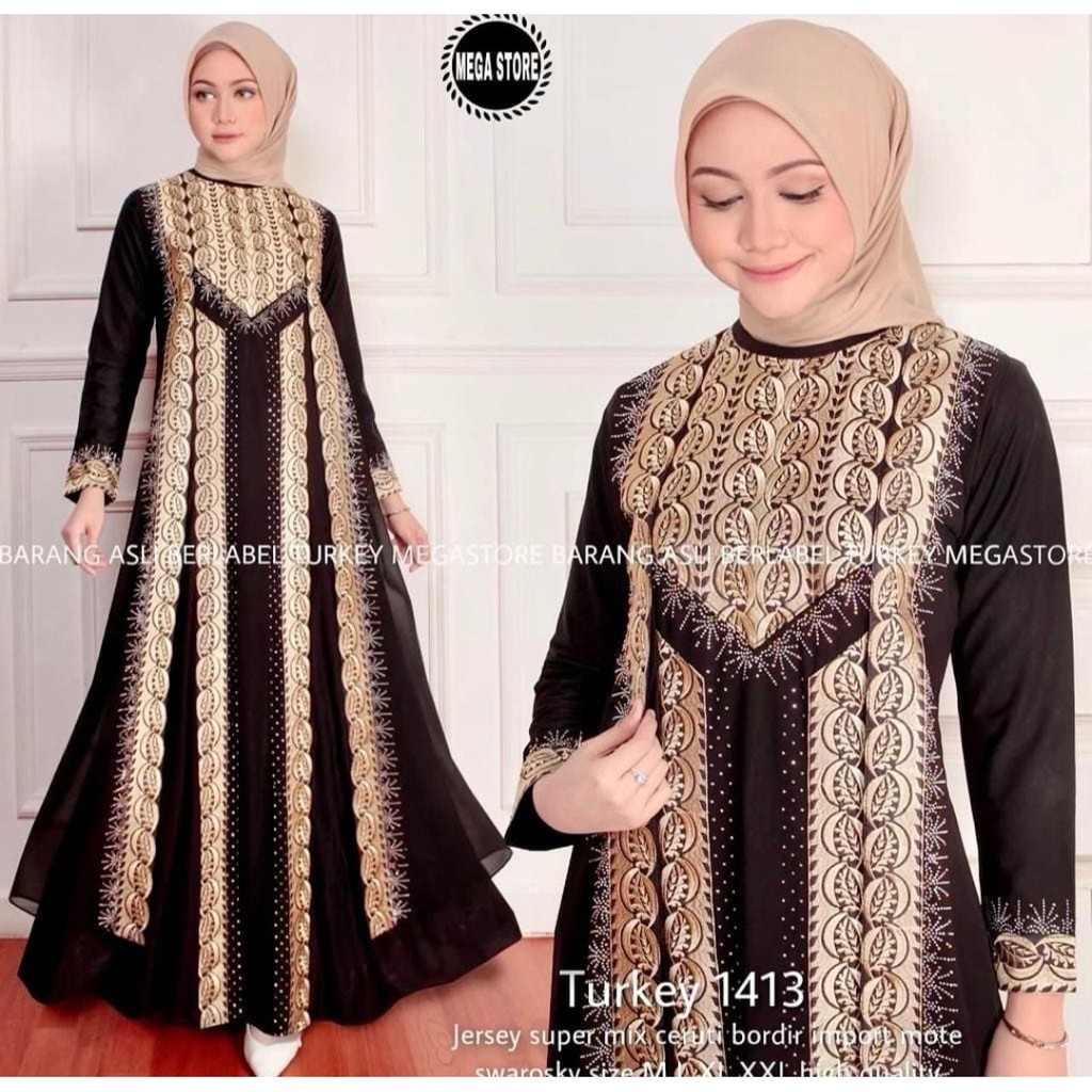 Gamis Abaya Turky Gamis Hitam Abaya Gamis Arabian Gamis Abaya Jersey Premium Bertabur Swarosky Gamis