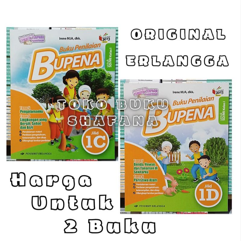 Paket 2 Buku Bupena 1C &amp; 1D Erlangga Kelas 1 SD K13 Revisi - Buku Penilaian ORI