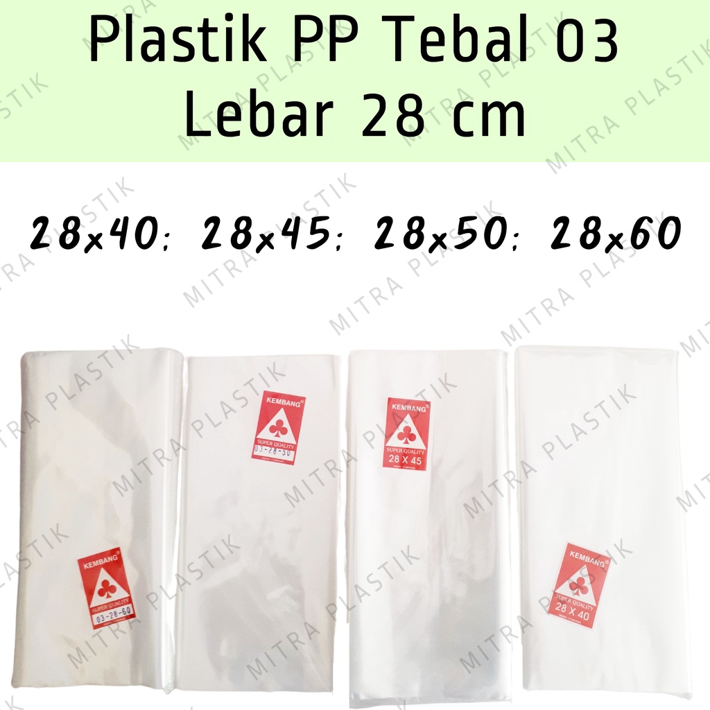 Jual Plastik Pp Lebar 28 Tebal 03 28x40 28x45 28x50 28x60 Kantong Plastik Bening Transparan 3142