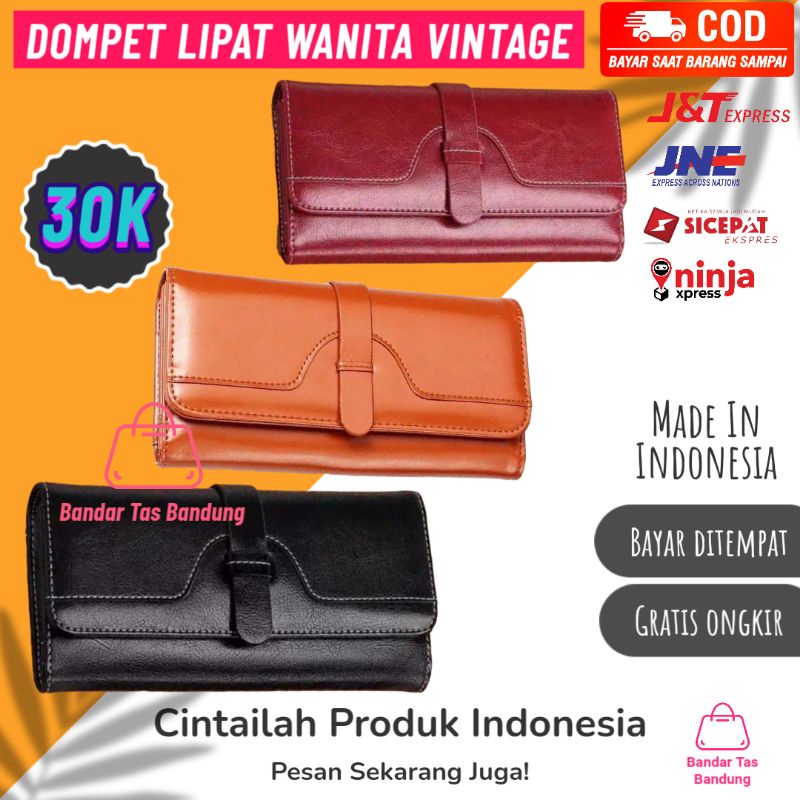 DOMPET LIPAT WANITA VINTAGE - Dompet Panjang Wanita Dompet Lipat Wanita DOMPET WALLET   DOMPET KOREA