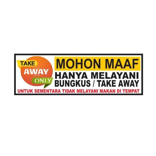 

stiker take away untuk depot resto rumah makan zero57 Juara