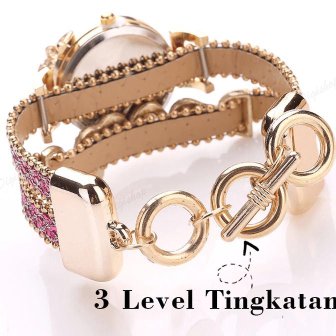 Jam Tangan Aksesoris Gelang Cinta Cewe Wanita Gadis Stainless - Merah