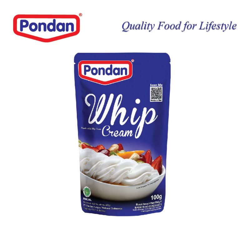 Pondan Whip Cream 100 gram Whipe Cream Bubuk Kemasan Pouch