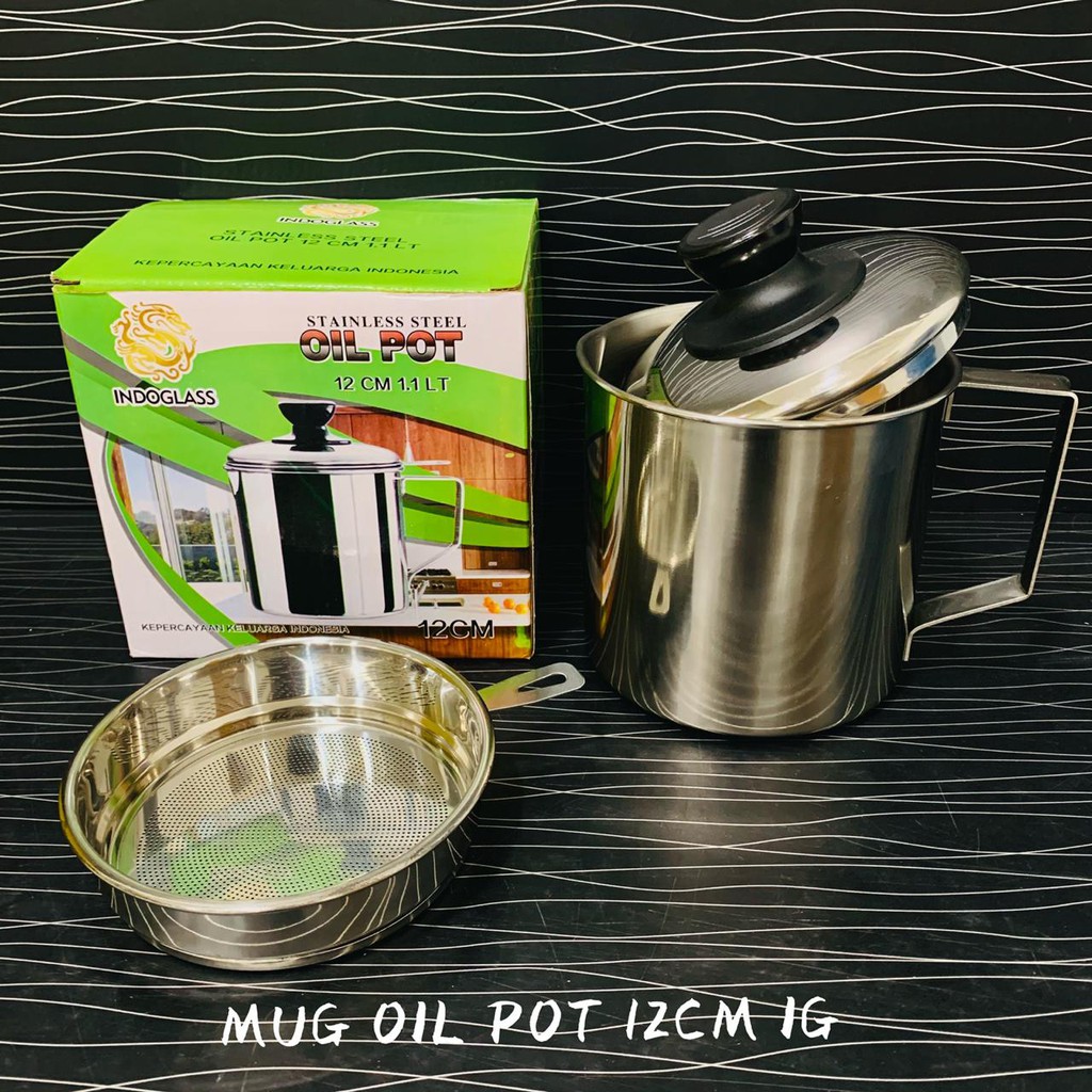 OIL POT SARINGAN MINYAK/TEMPAT WADAH SARINGAN MINYAK GORENG STAINLESS TEBAL BERKUALITAS