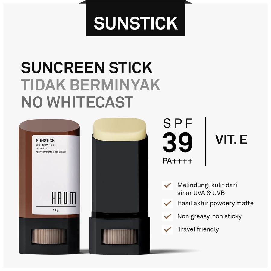 Sunscreen HAUM Sunstick SPF 39 PA++++ 18gr Sunblock Wajah Muka Pria