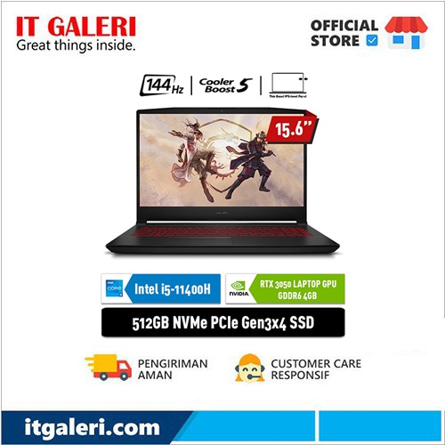 MSI Katana GF66 11UC-447ID i5-11400H 8GB 512GB RTX3050 4GB W10 144Hz