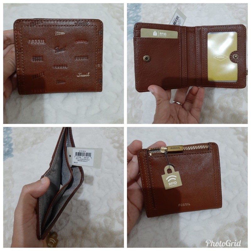 FOSSIL LOGAN BIFOLD EMBOSS BROWN
