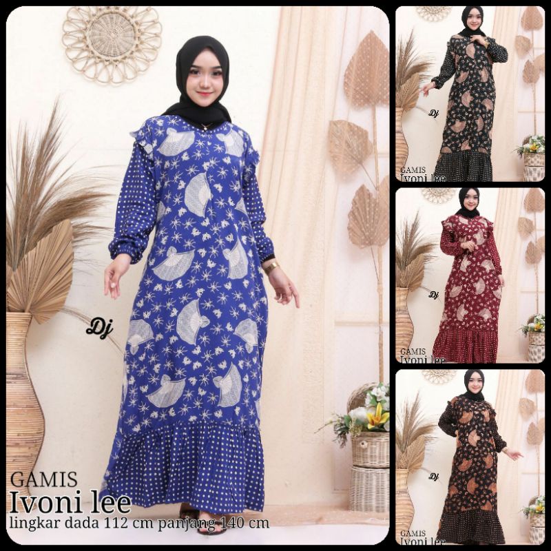 Terbaru Gamis rayon Premium Batik printing gamis twill tidye gamis rayon premium  abstrak