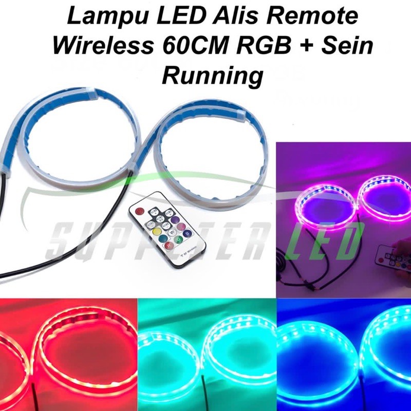 Lampu LED Alis 30 cm 60 CM RGB Remote Senja Sen Sein Running 10 Mode Warna Sepasang