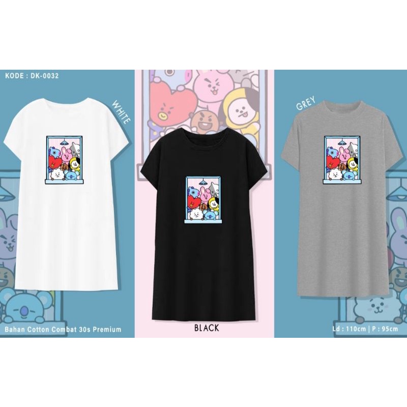 DRESS OVERSIZE BERGAMBAR BTS WINDOW/BT21/KPOP/KOREA/DRESS PREMIUM