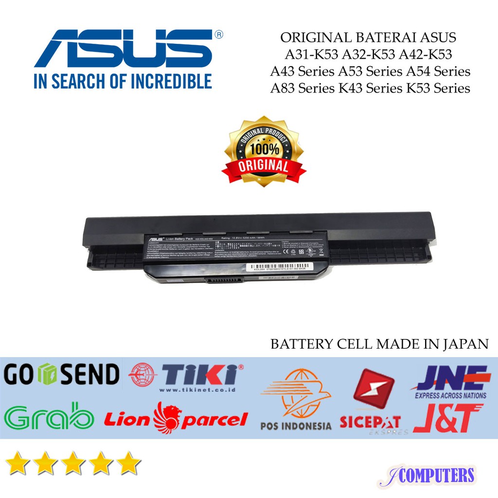 Baterai Laptop Asus ORI A43 A43T A53 K43 K53 X43 Series / A32-K53 A42