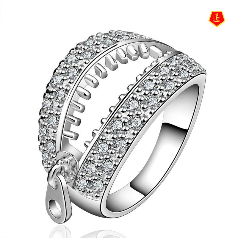 [Ready Stock]Fashion Creative Personality Zipper Open Ring Fashion Exaggerated