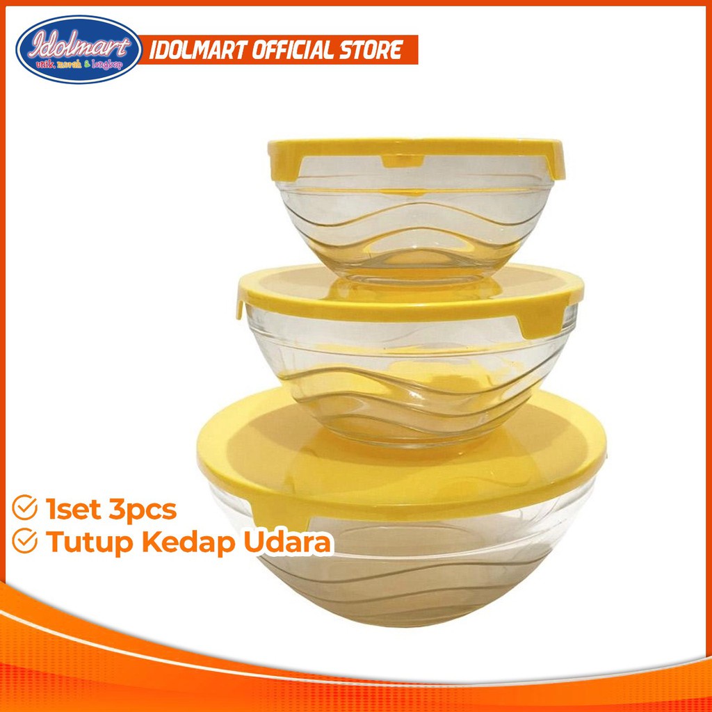 Jual Idolmart Bowl Set Isi 3 Susun Mangkok Susun Kimglass Shopee Indonesia 5766