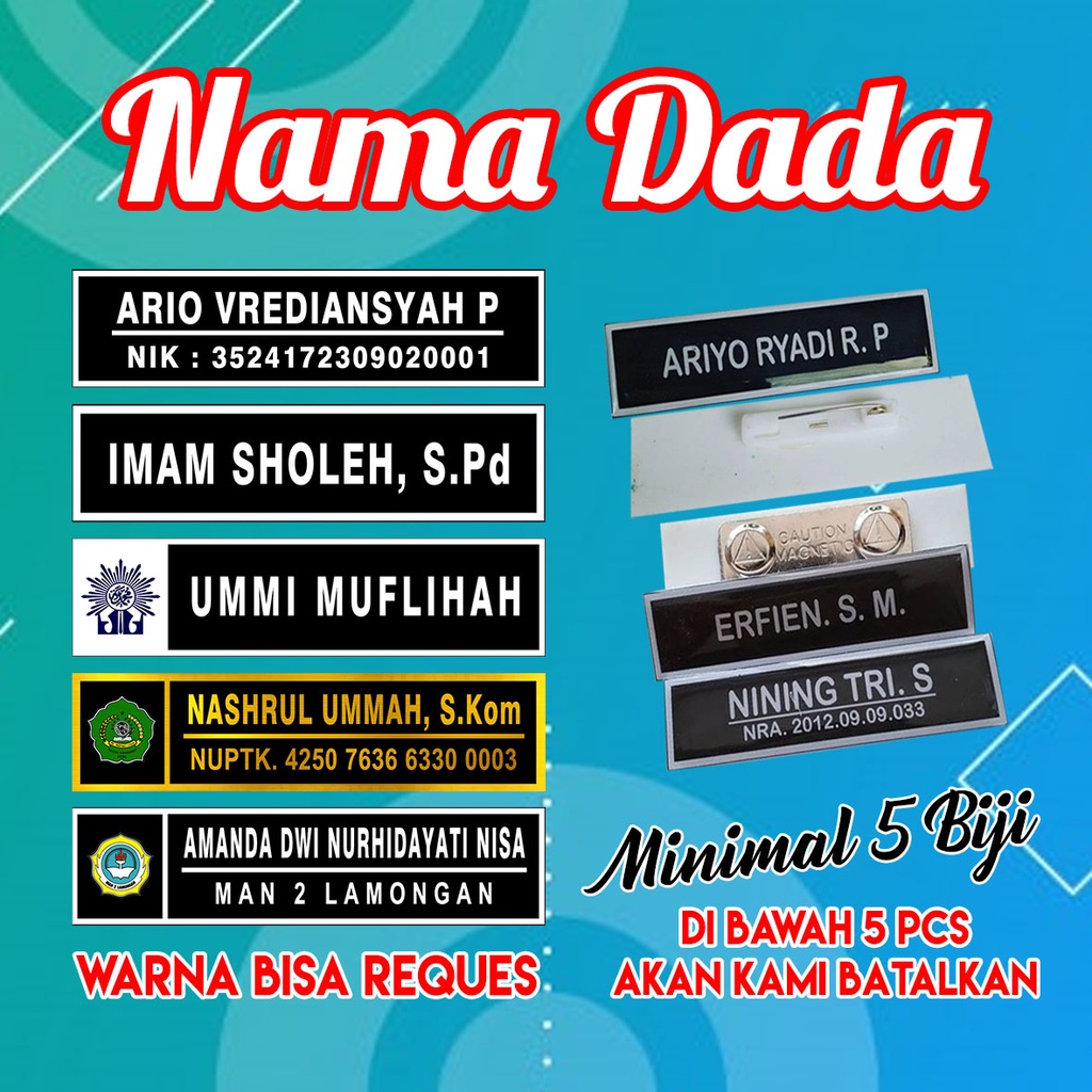 

Nama dada/name tag