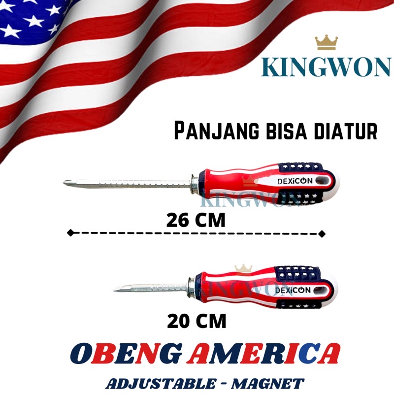 OBENG AMERIKA MAGNET MIN PLUS 2 IN 1 OBENG BOLAK BALIK KEMBANG PANJANG BISA DIATUR ADJUSTABLE