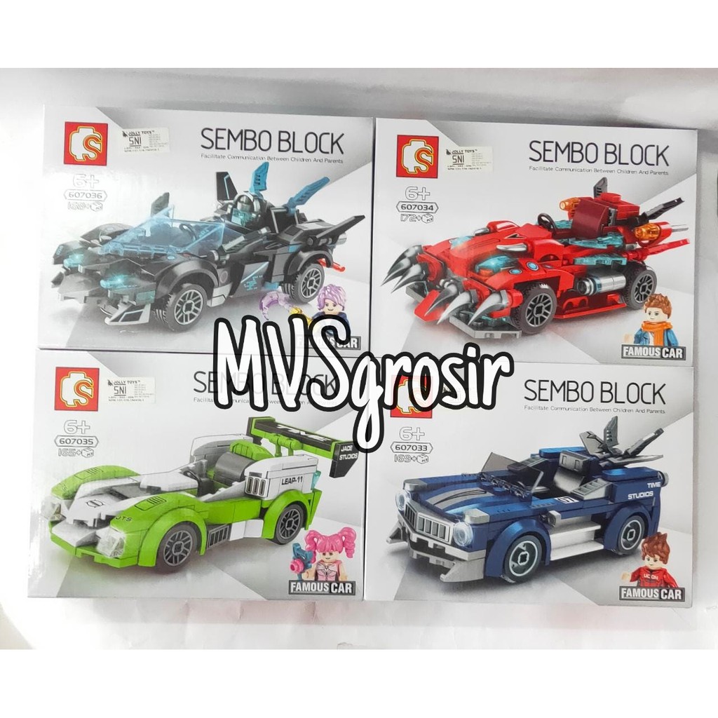 MVSGROSIR BRICKS SEMBO BLOCK EXTREME FAMOUS CAR SET 6070336 DPT 4PCS