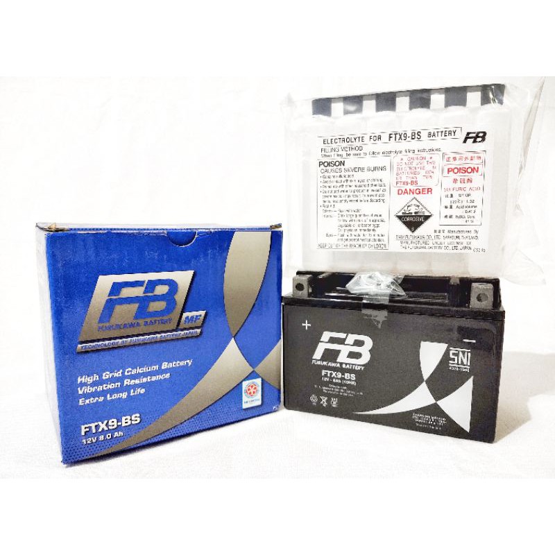 Aki/battery sepeda motor Ninja 250, Ninja 4T merek FB(Furukawa battery)