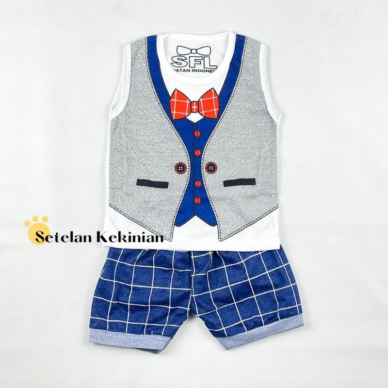 [SINGLET] Setelan Singlet Anak Laki Laki 0-12bulan Set Baby Boy Lekbong Singlet Baby Set Singlet Rompi Papaboy Mamaboy Miniboss