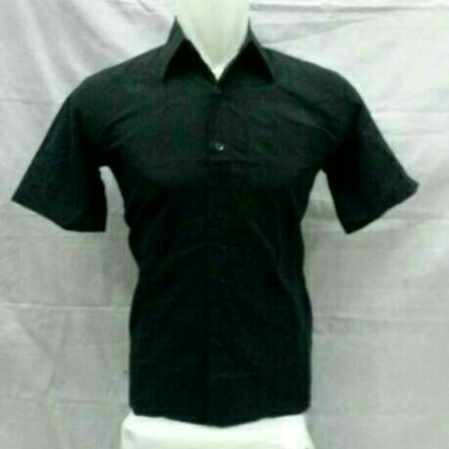 Kemeja formal pria hitam lengan pendek