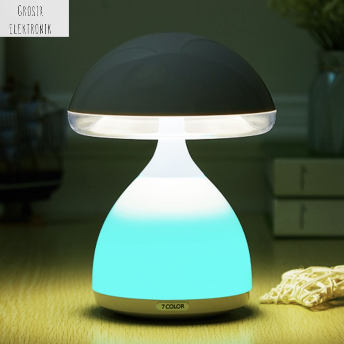 Rechargeable Mushroom Table Lamp With 7 LED Colors - Tap Activated