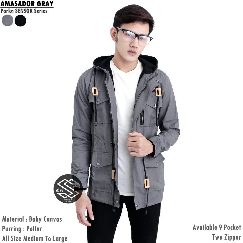 Jaket Parka Pria Abu ~ JAKET PARKA PRIA GREY PREMIUM