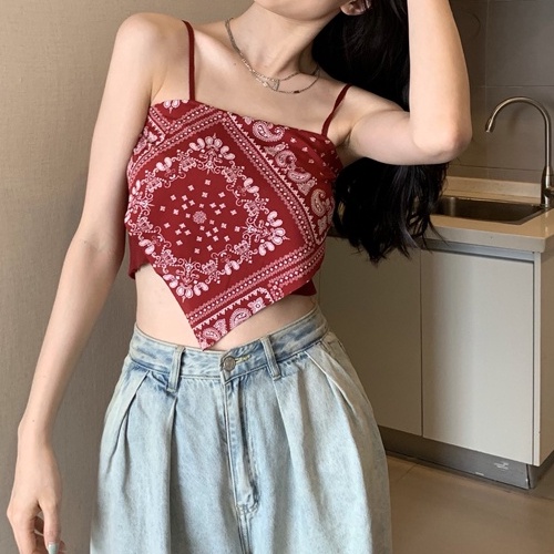 Sexy Midriff Top Irregular Tanktop Atasan Wanita Tanpa Lengan 2060