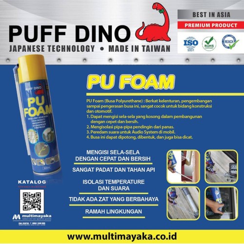 PUFF DINO PU FOAM 750ML PENUTUP RETAK CELAH LUBANG BANGUNAN